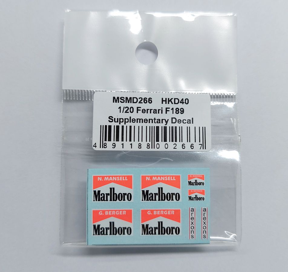 MSMクリエイション 1/20 フェラーリ F189 640 マルボロ タバコデカール