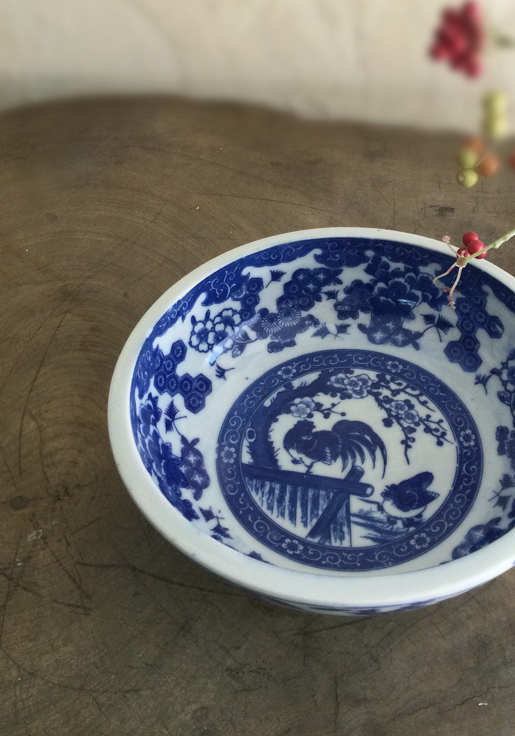 李朝 染付 草花文 鉢 合箱 トヒチル 東さ7-0428① 李朝