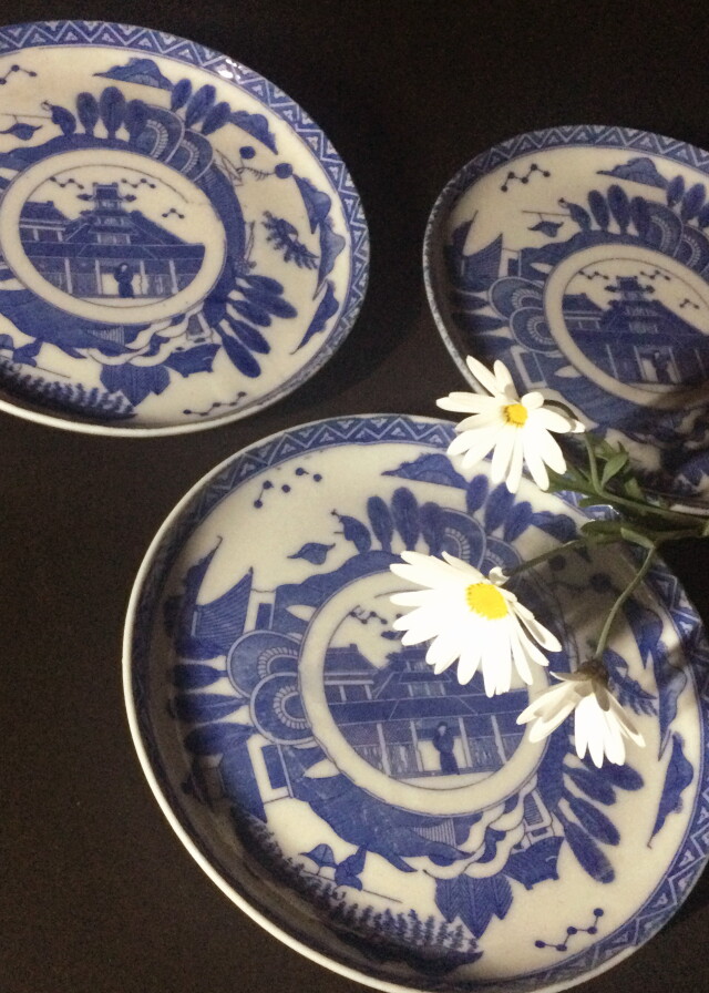 NO639 備前焼 煎餅皿 絵備前 古備前 宝尽くし文様 幕末～明治 5枚組