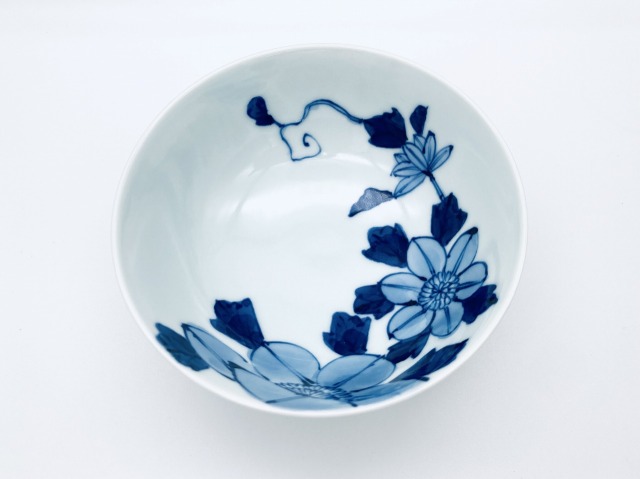 鉄仙花京平飯碗 しん窯 青花 限定商品