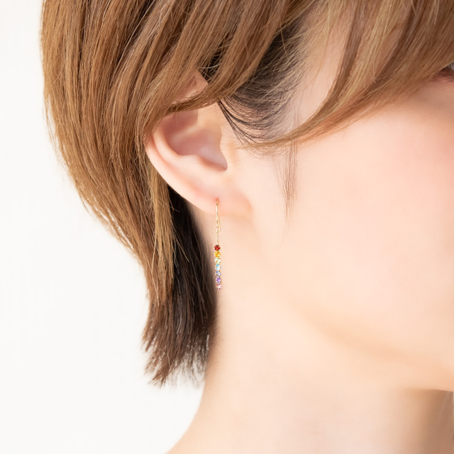 お守りアミュレット♪】フックピアス K10イエローゴールド マルチ