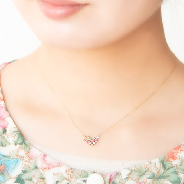 ネックレス K10ピンクゴールド ピンクトルマリン エメラルド ピンク