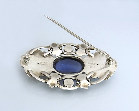傷あり！超希少 ジョージジェンセン エナメル ブローチ303 群青色