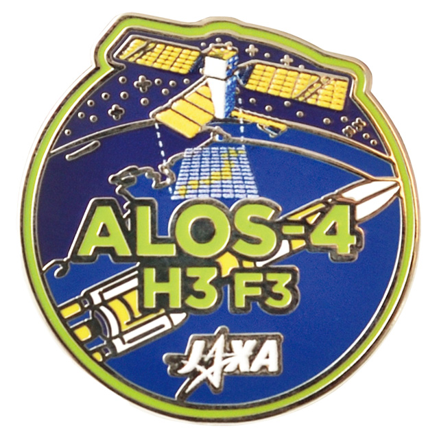 H3ロケット3号機とALOS-4の打上げを記念したピンバッヂ