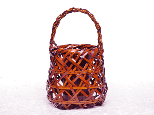 竹花籠 京都の竹工房制作 創作籠花入れ 竹花籠 京都の竹工房制作 創作