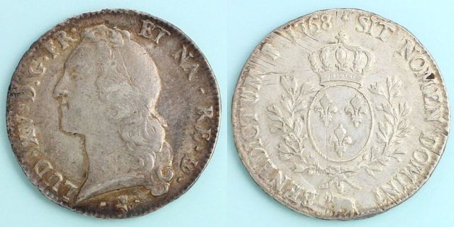 ブルボン朝フランス 1768 エキュ銀貨 ルイ15世