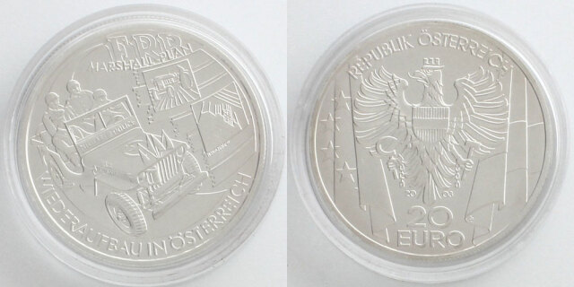 オーストリア 2003 20ユーロ銀貨 ウィーンの連合国軍