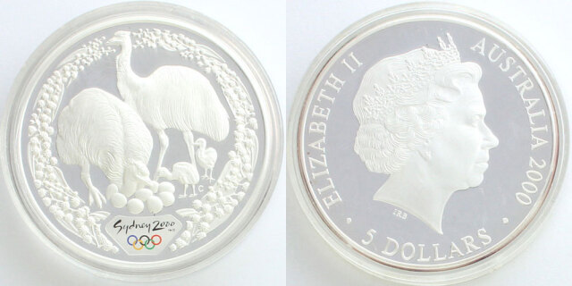 オーストラリア 2000 5ドル銀貨 エミュー