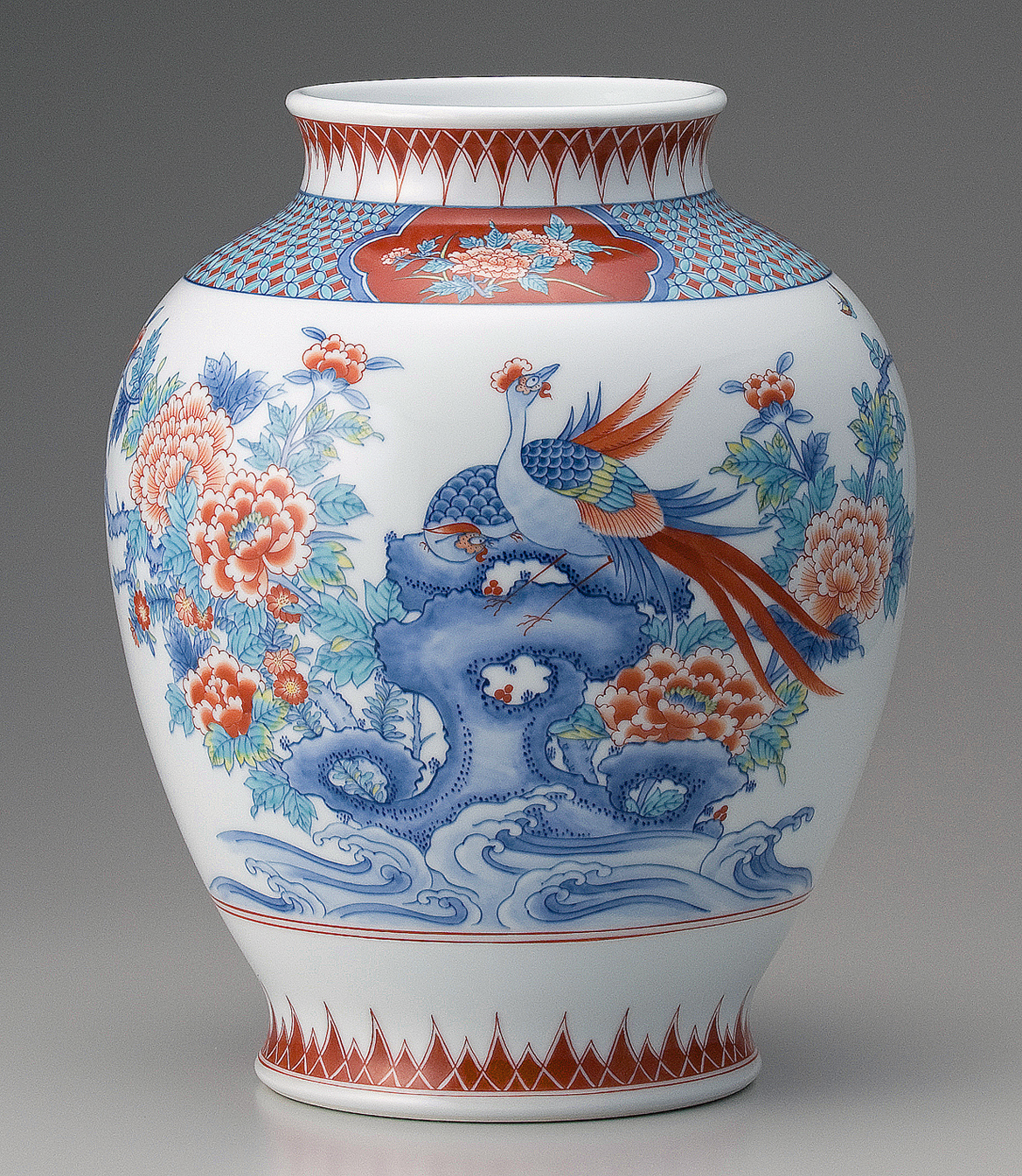 民藝】景徳鎮 染付高砂手花瓶 魚双耳 花瓶 花入 人物図 細密 【公式通販】