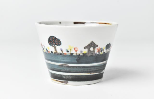 徳永遊心 色絵家並み 蕎麦猪口 ｜ 暮らしのうつわ花田 和食器 通販