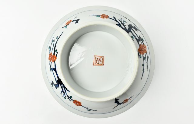 山本恭代 33 色絵梅水仙菊図台皿 ｜ 暮らしのうつわ花田 和食器 通販