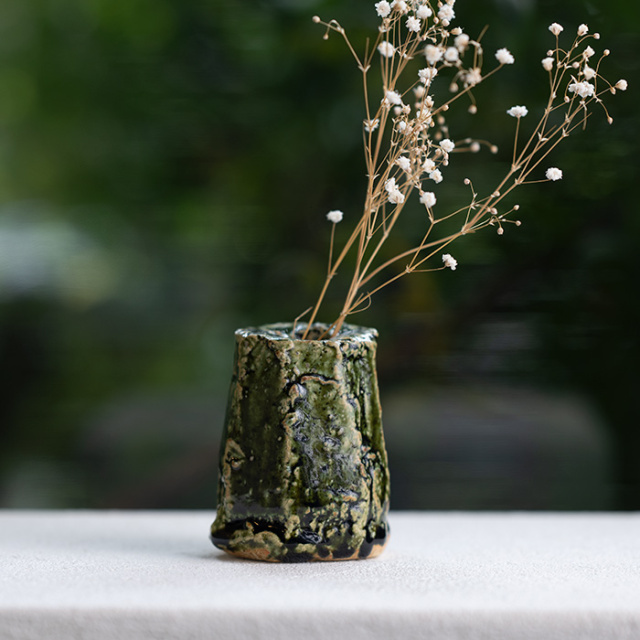 古越前越前焼釉薬壺花入薪窯西浦武山田和1客