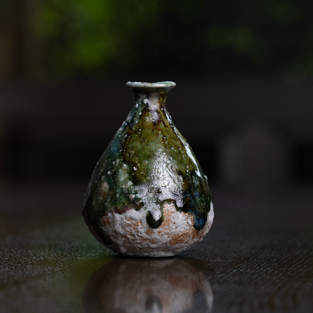 共箱付| 蛇式織部徳利 (MS-081) 作家 「清水万佐年」