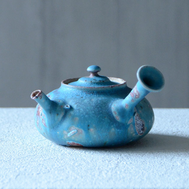 青急須（共箱付no.1） 作家「山田想」