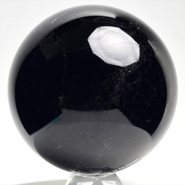 天然 黒水晶（モリオン）丸玉 置物｜魔除けの代表石｜アップストーン