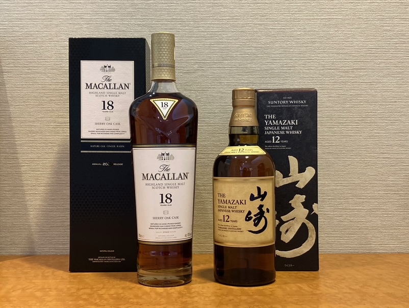 山崎12年シングルモルト［正規/箱付］700ml＆ザ・マッカラン18年［正規