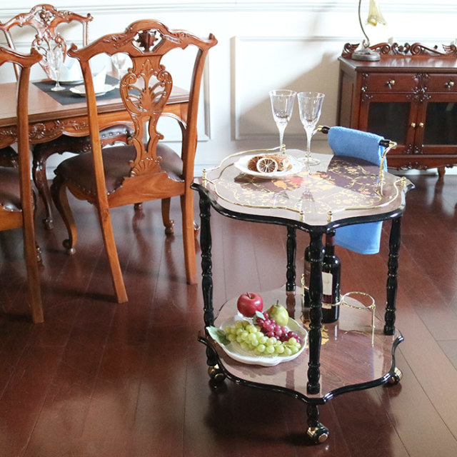 イタリア製DOMANI ドマン キャスター 象嵌ワゴン ブルー キッチン