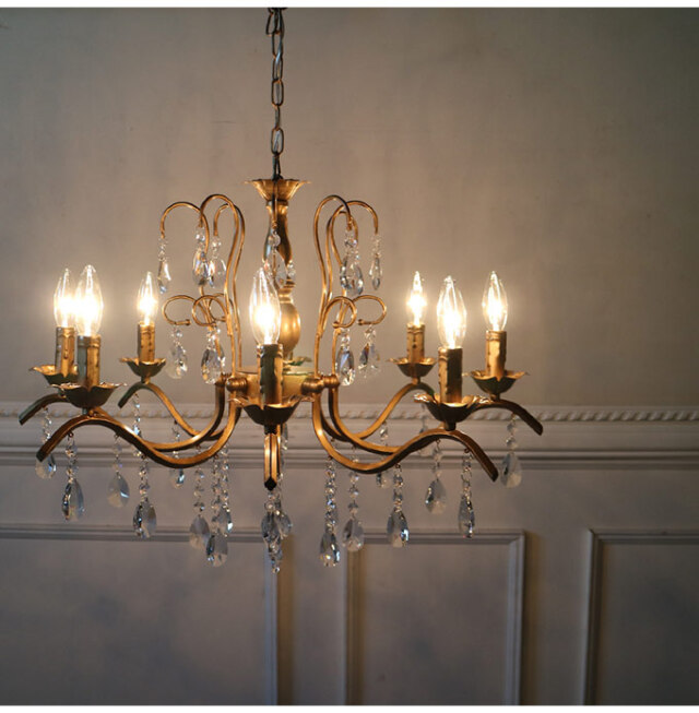 クリスタルガラス シャンデリア FIONA フィオナ 8灯 ゴールド