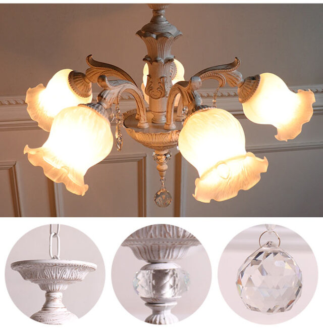 存在感抜群！】ヤマギワ 5灯 シャンデリア 陶器 ガラス クラシカル