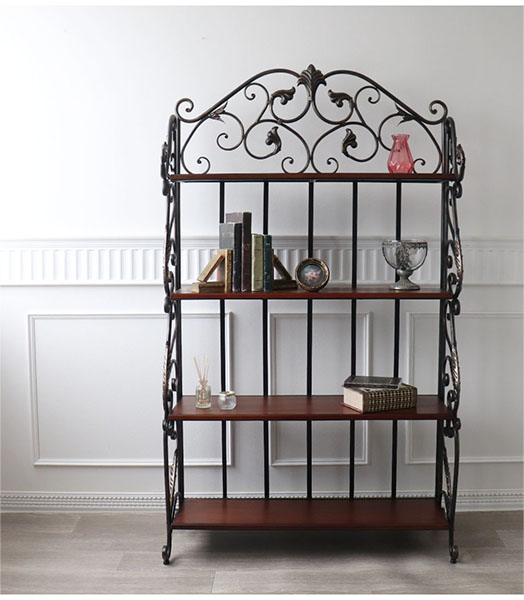 吊り下げキッチンシェルフ アンティークウッドアイアンラック/アイアン