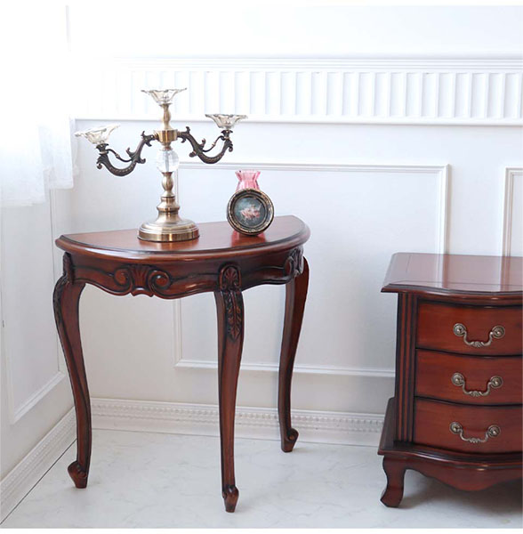 猫脚 コンソール 花台 幅74cm 半円 おしゃれ アンティーク スリム