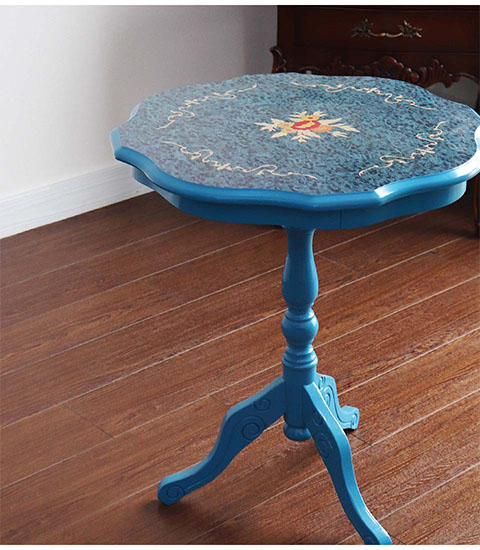 イタリア製クラシカル家具 サイドテーブル 木製 象嵌細工 高さ61cm