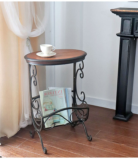 アンティーク調 木製 マガジンラックテーブル サイドテーブル｜Y-KAGU