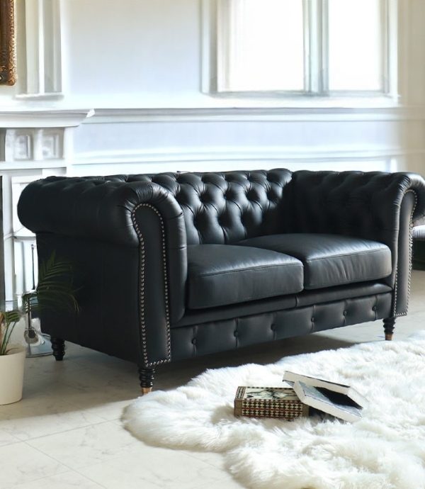 ソフトレザー アンティーク 調 モダン 二人掛けソファー