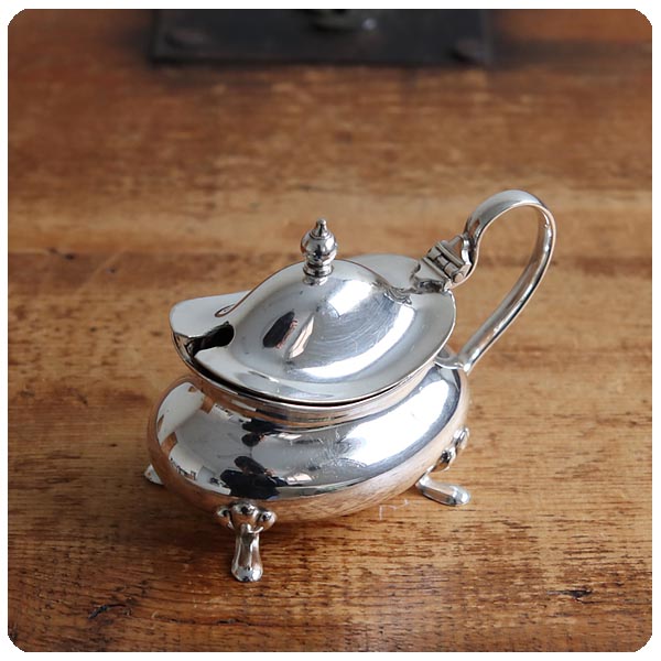 小物入れ アンティーク ガラス 英国 イギリス ホールマーク 銀