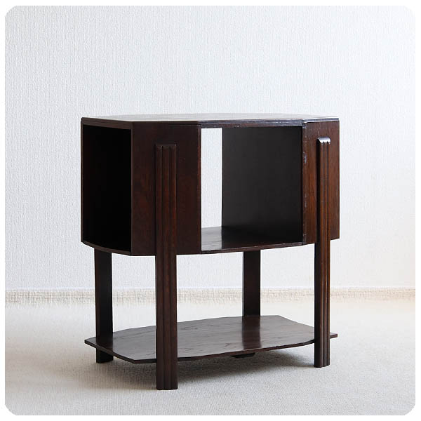 イギリス アンティーク ブックシェルフ付きサイドテーブル 飾り台 本棚