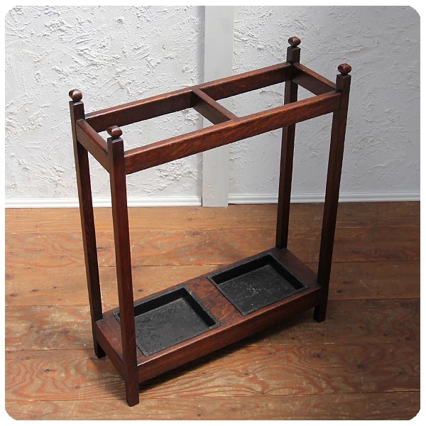 イギリス アンティーク アンブレラスタンド 傘立て オーク材 ステッキ