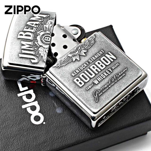 Zippo ジッポー ジムビーム 酒 ロゴ クロムメッキ エンブレム貼り Jim