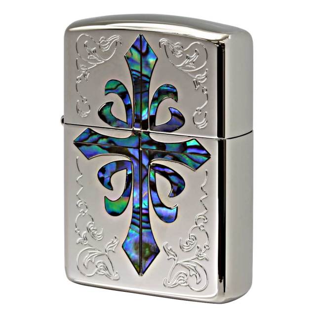 Zippo ジッポー アーマー クロス 十字架 シェル 貝貼り 両面加工 ARMOR