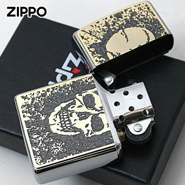 Zippo ジッポー スカル ドクロ 骸骨 Skull グレー ＃200 ゴールド