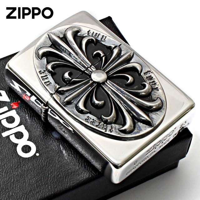 Zippo ジッポー クロス 十字架 Cross 銀メッキ いぶし仕上げ Metal