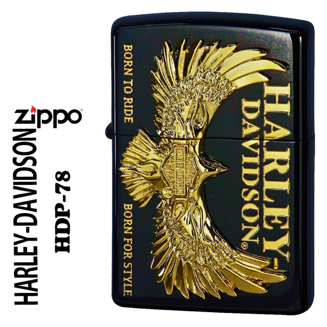 新品ハーレーダビッドソン ジッポー zippo ブラックイオンゴールドメッキ
