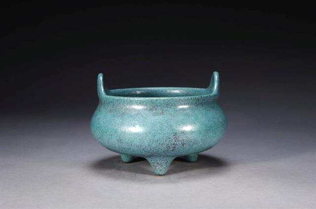 YB】鈞窯澱青釉紫紅斑盃 口径6.7cm 高3.7cm ◇