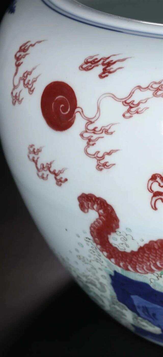 中国 大清康熙年製銘 青華釉裏紅蓮紋皿 送料込み0805 中国 大清康熙年