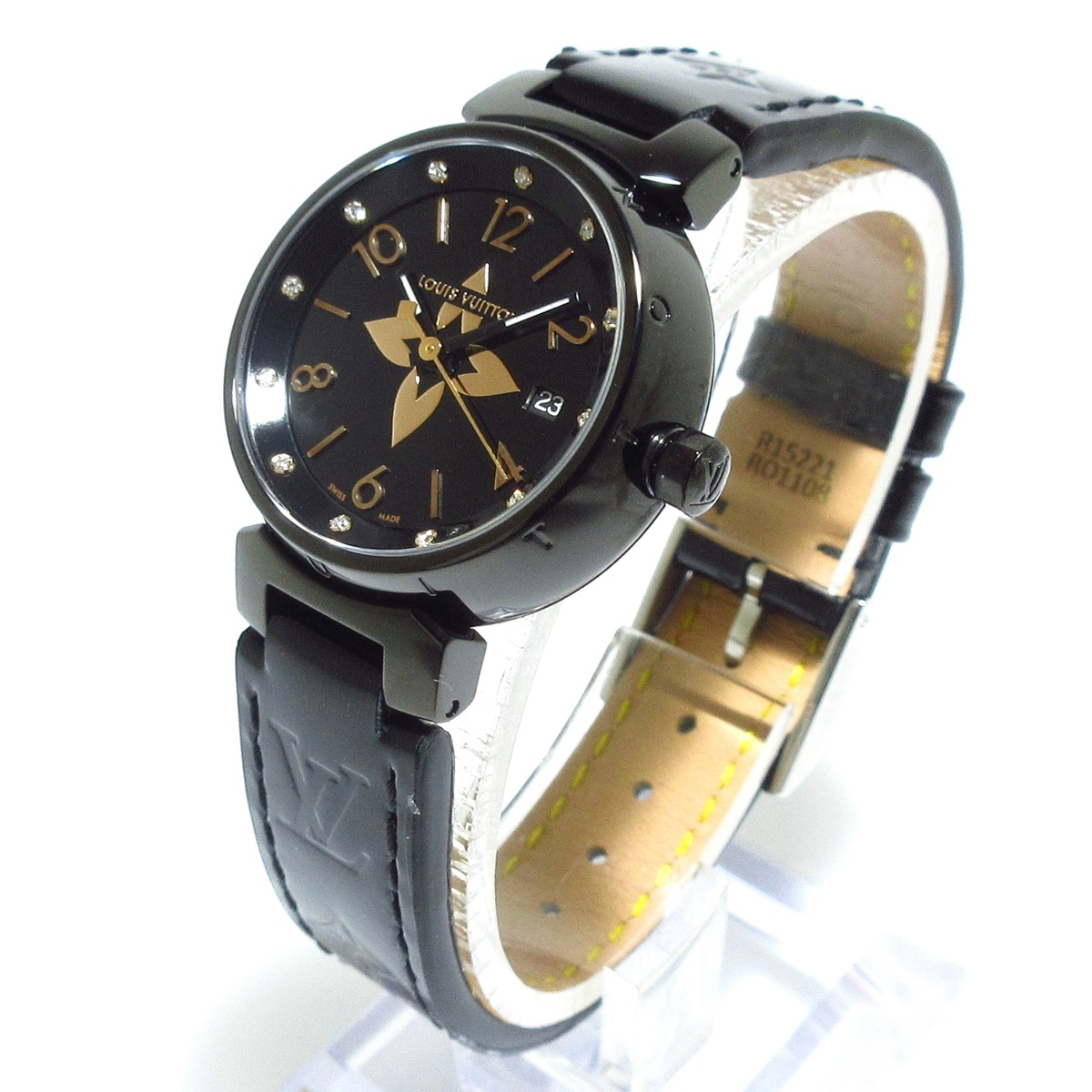 特】タンブールPMストラップ モノグラム ヴェルニ R15221ブラック