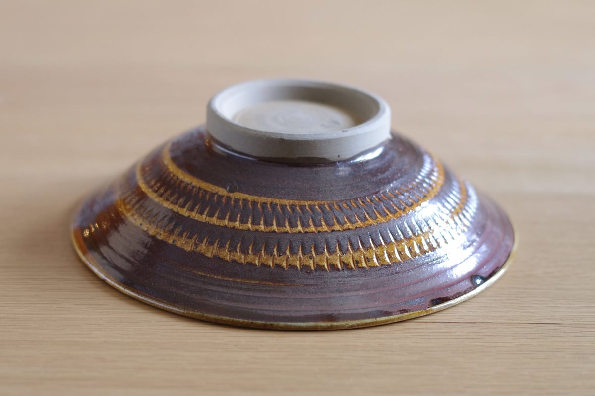 小鹿田焼 柳瀬晴夫窯 7寸中深皿 和食器 民藝 飛び鉋 釉薬 器 うつわ