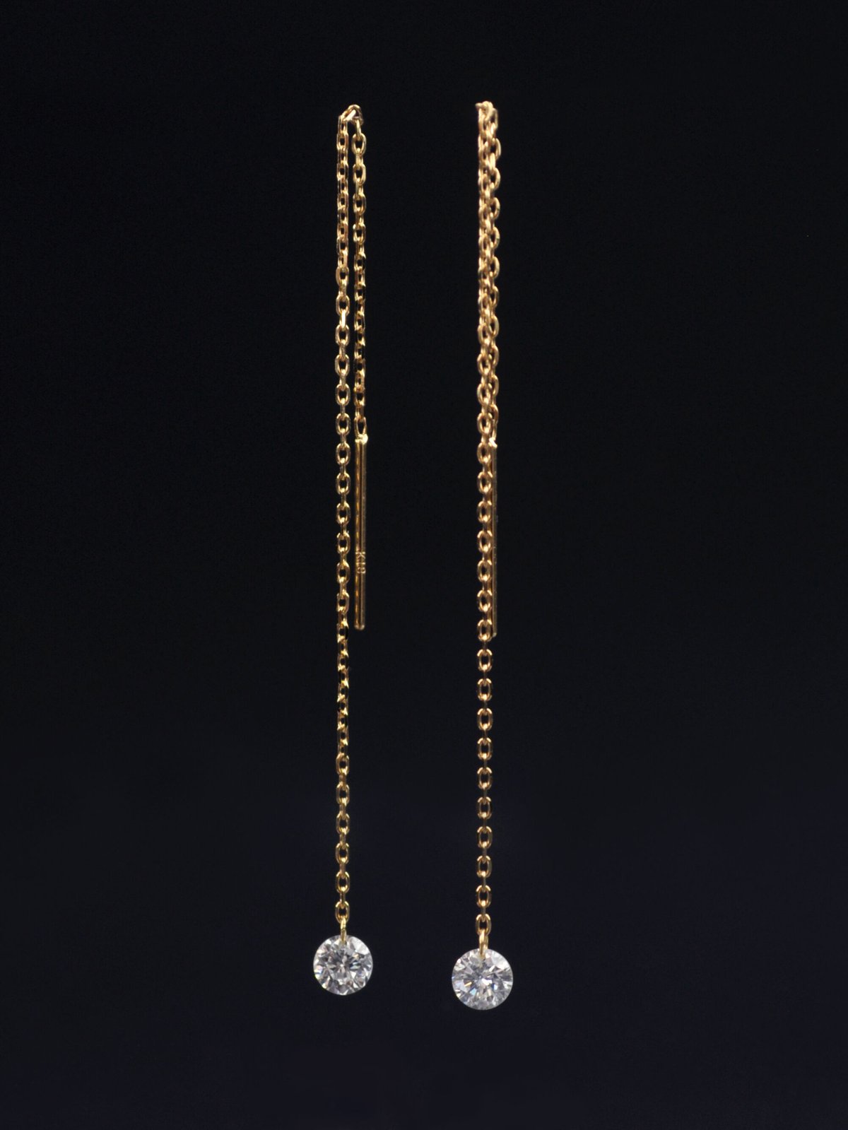 anq.】K18・レーザーホール 0.22ct ダイヤモンド アメリカンピアス