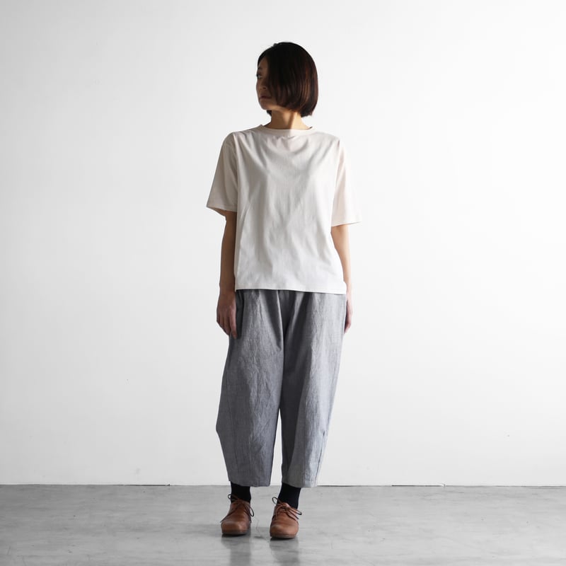 綿麻(コットンリネン)バフクロスバルーンパンツ（グレー）【ユニ