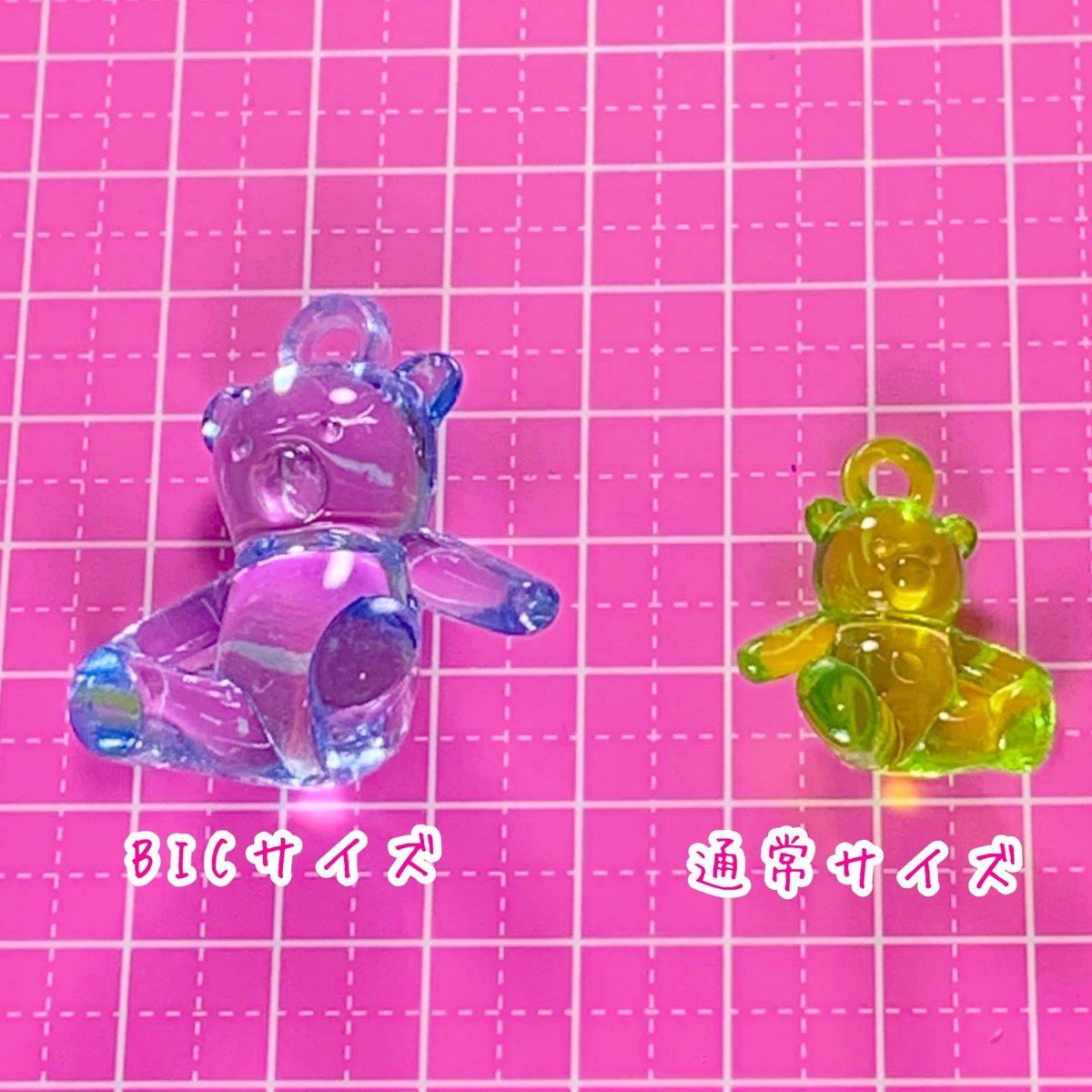 BIG クリア おすわりくまさん チャーム 8個 ☆ハンドメイド☆パーツ