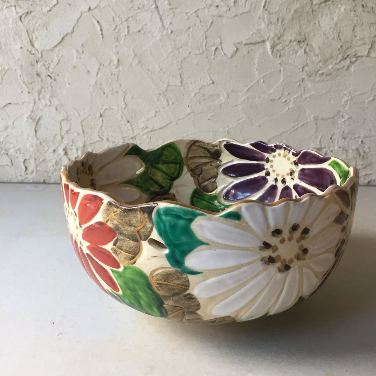 京焼 清水焼 雲楽窯 菓子鉢 透かし 仁清菊彫 菓子 鉢 大鉢 盛鉢 茶道