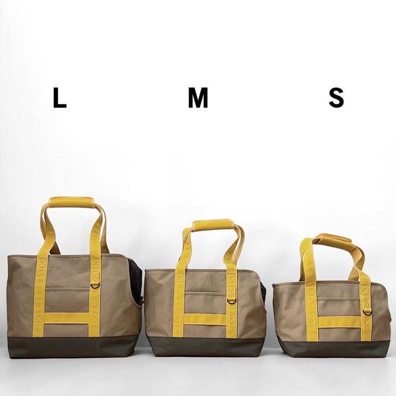 ドッグキャリーキャンバストートバッグ（ベージュ×イエロー