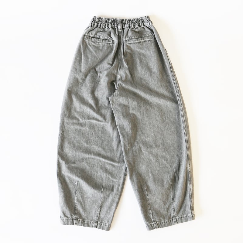 BLACK DENIM NARROW CIRCUS PANTS / GRAY FADE ブラ