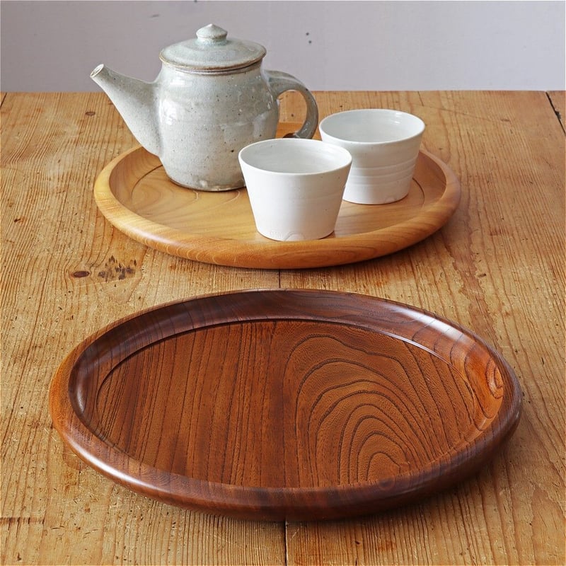 森山ロクロ工作所 欅 辰巳型盆 尺寸 木地 | MARKUS