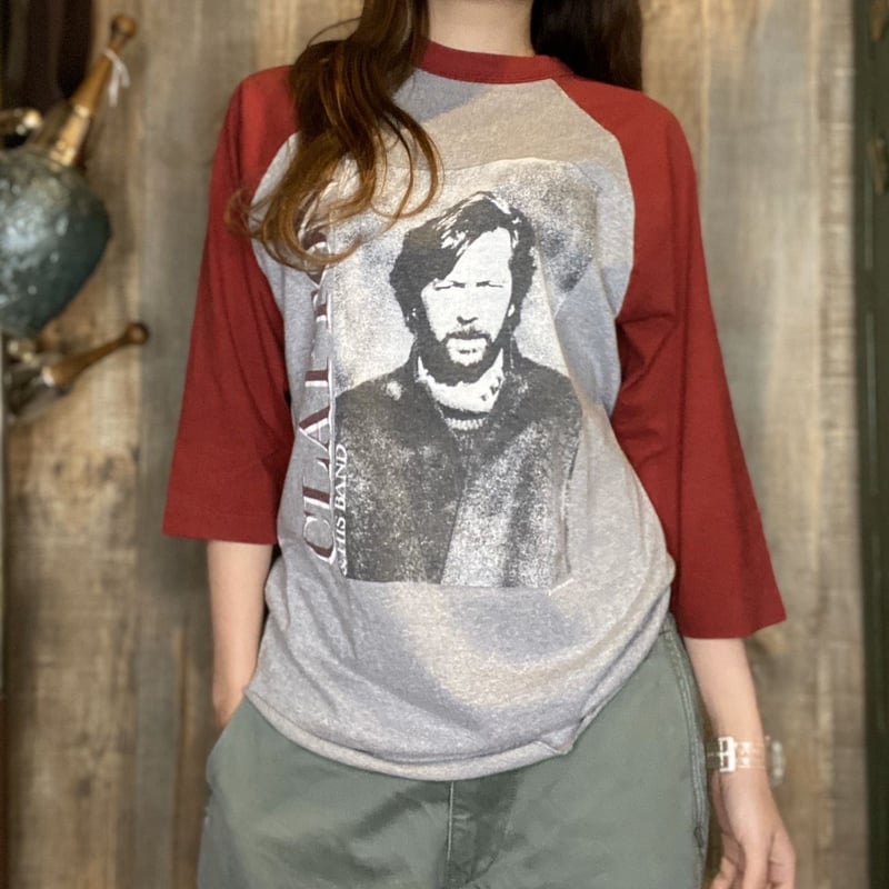 80年代7部袖ラグランスリーブバンドTシャツ ERIC CLAPTON XL | CUSTO