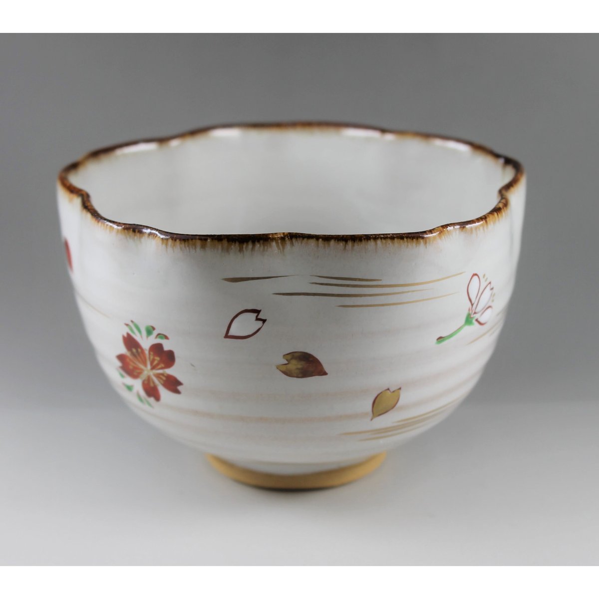 中村良二 灰釉桜形茶碗【茶道具／茶碗／共箱／新品】 | 龍門堂