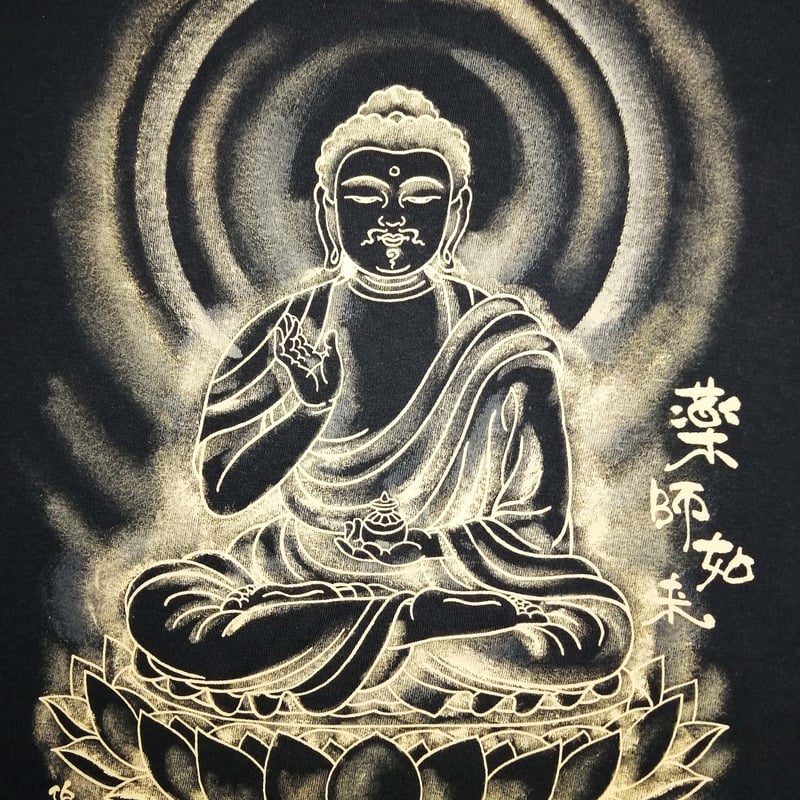 手描きTシャツ 仏画 No.22 薬師如来 黒 | 伯舟庵 WEB ストア (JAPAN)